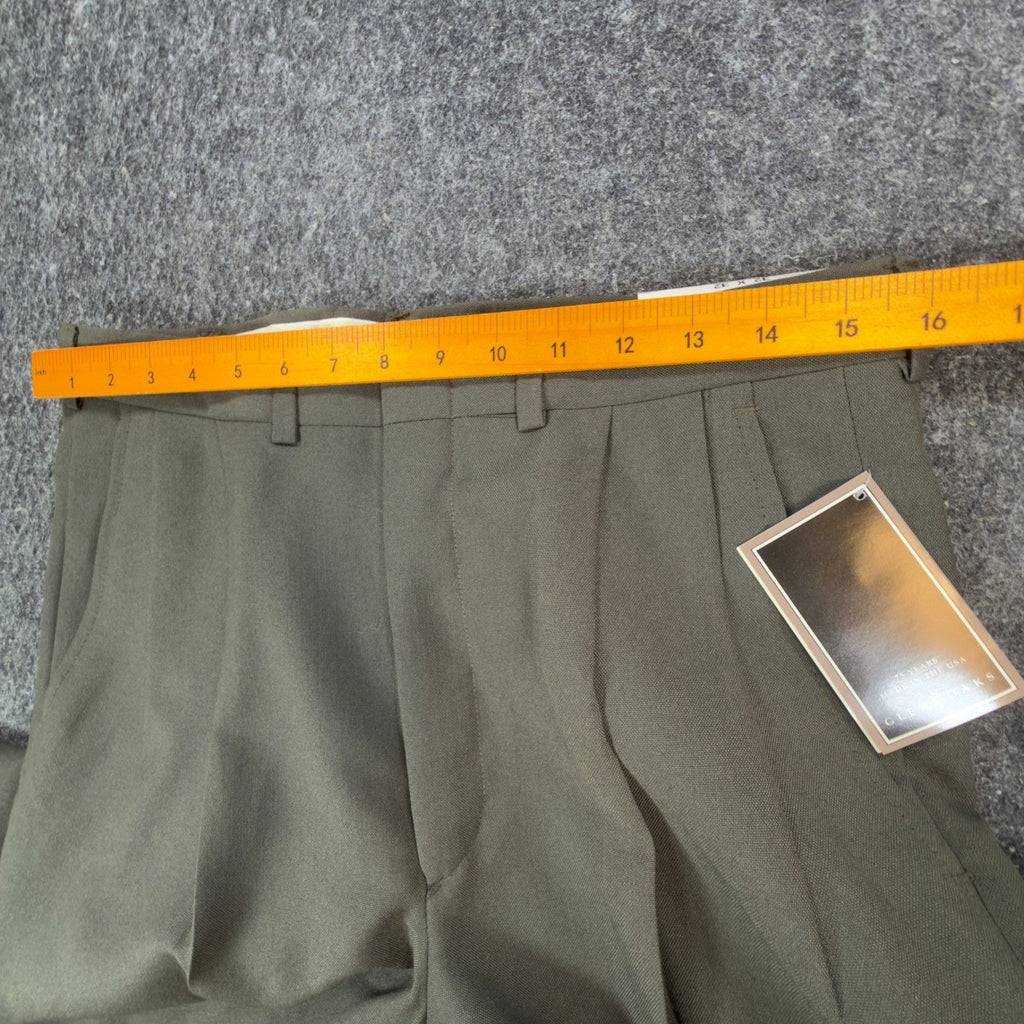 Glen Oaks Vintage 90s Dress Pants Mens 32x32 Olive Pleated Wool Blend NWT