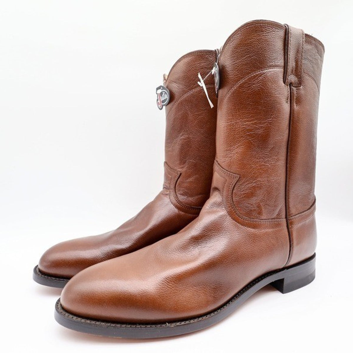 Justin Boots Mens 10D Roper Tan Corona Leather Vintage USA Western 3714 NWT - take2supply