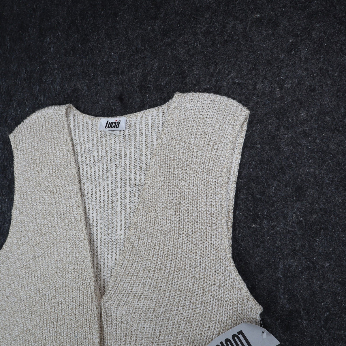 Lucia Sweater Vest Womens Large Vintage 90s Cream Cotton Knit Button Front USA