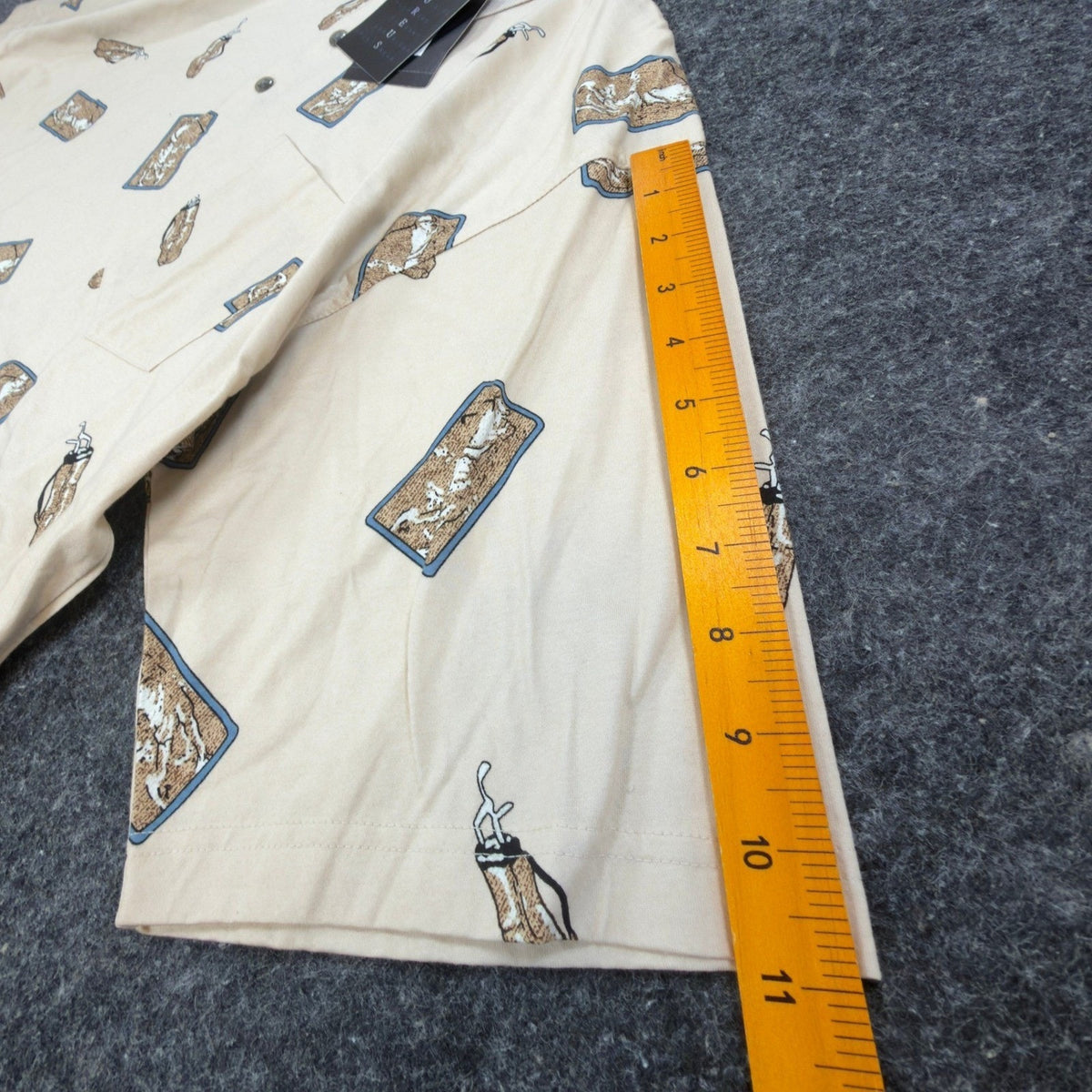 Aureus Polo Shirt Mens Large Vintage 90s Beige Mercerized Cotton Golf Print New