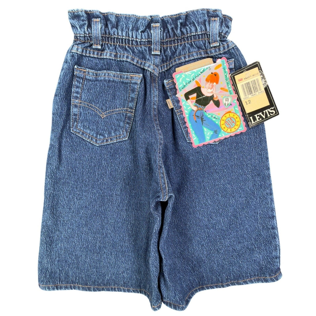 Levi Vintage 914 Short Girls 12 Blue Cotton NWT Made in USA Paperbag Waist C676 - take2supply