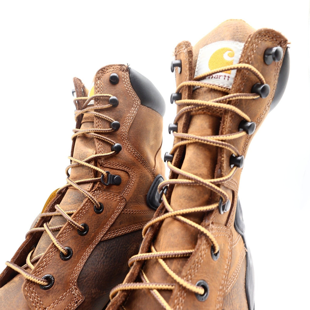 Carhartt Work Boots Mens 10 W Brown Leather Waterproof 8" Lace Up CMW8100 NIB