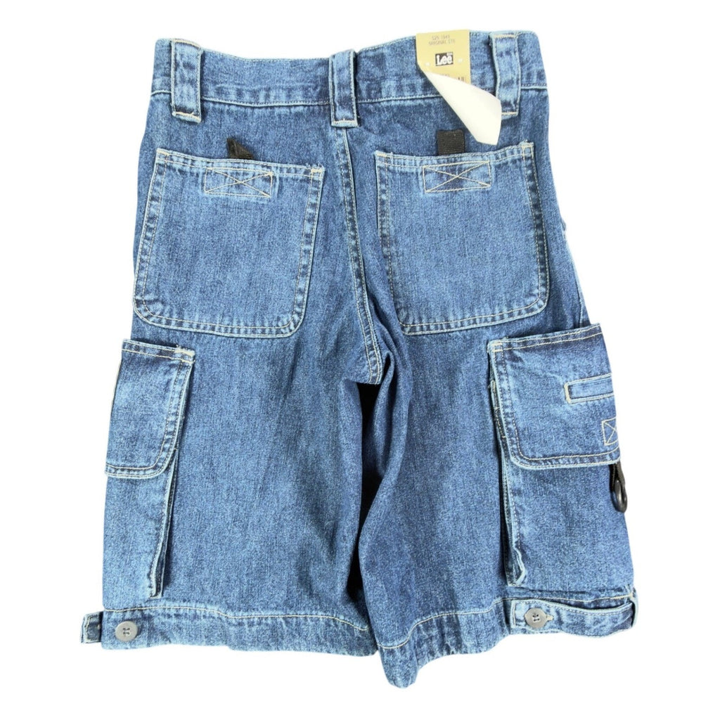 Lee Pipes 90s Cargo Denim Shorts Boys 8R Blue Cotton NWT Vintage Deadstock