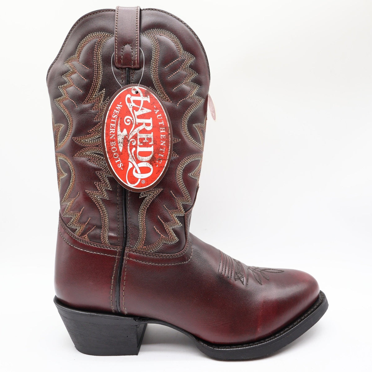Laredo 68458 Black Cherry Leather R Toe Cowboy Boots Men's 8.5D NWT