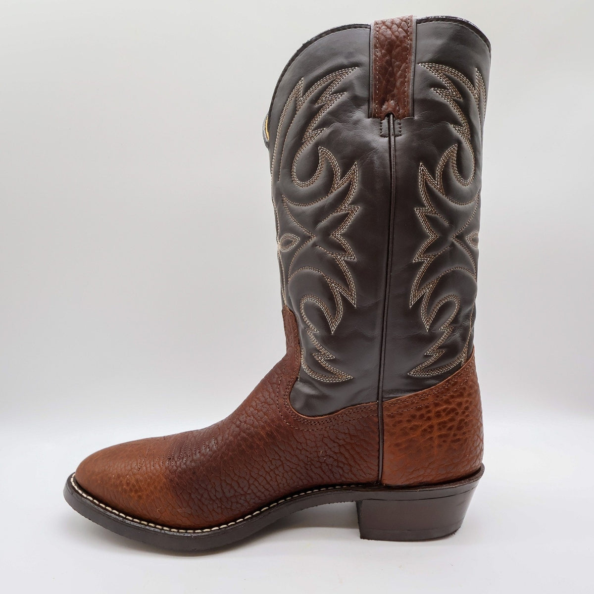 Vintage Wrangler Boots Mens 11.5 D Brown Bullhide Leather Cowboy Western USA NWB