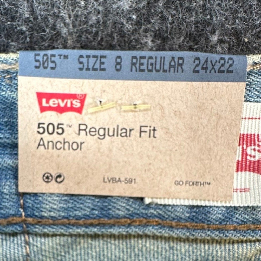 Levi's 505 Jeans Boys Size 8 Regular Blue Cotton Straight Leg New Old Stock