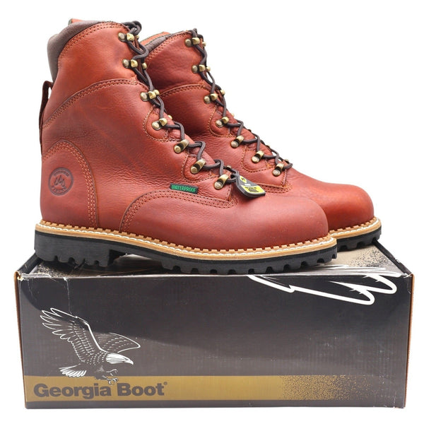 Georgia Boot Hammer Work Boot Mens 9.5 Brown Leather Steel Toe Waterproof G8388