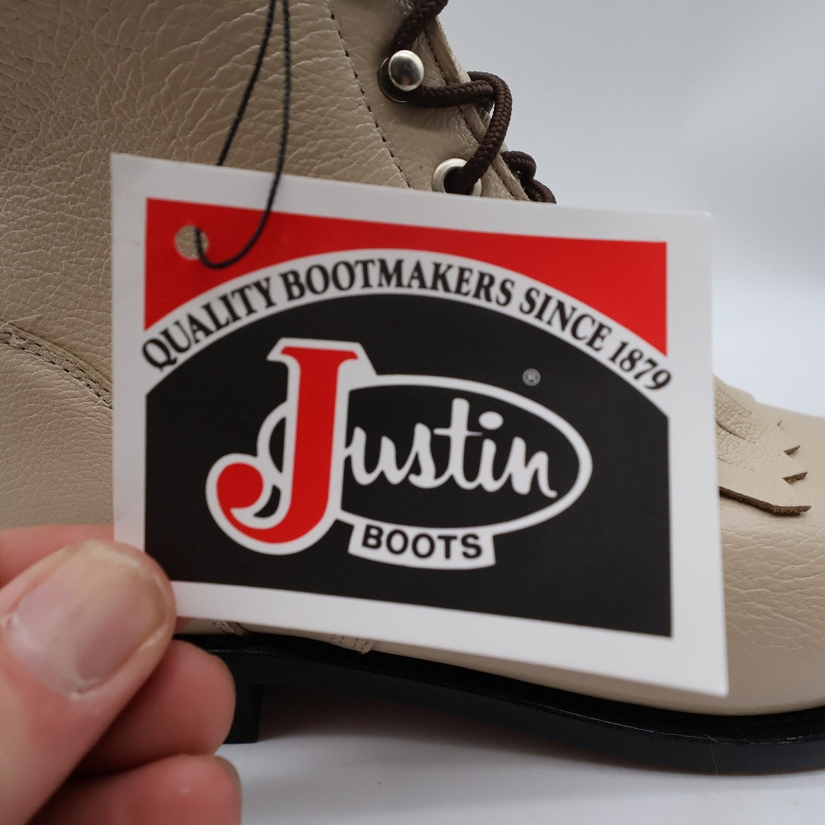 Justin L0512 Lace Up Roper Boots Women 9 B Bone Leather NWT Deadstock Vintage