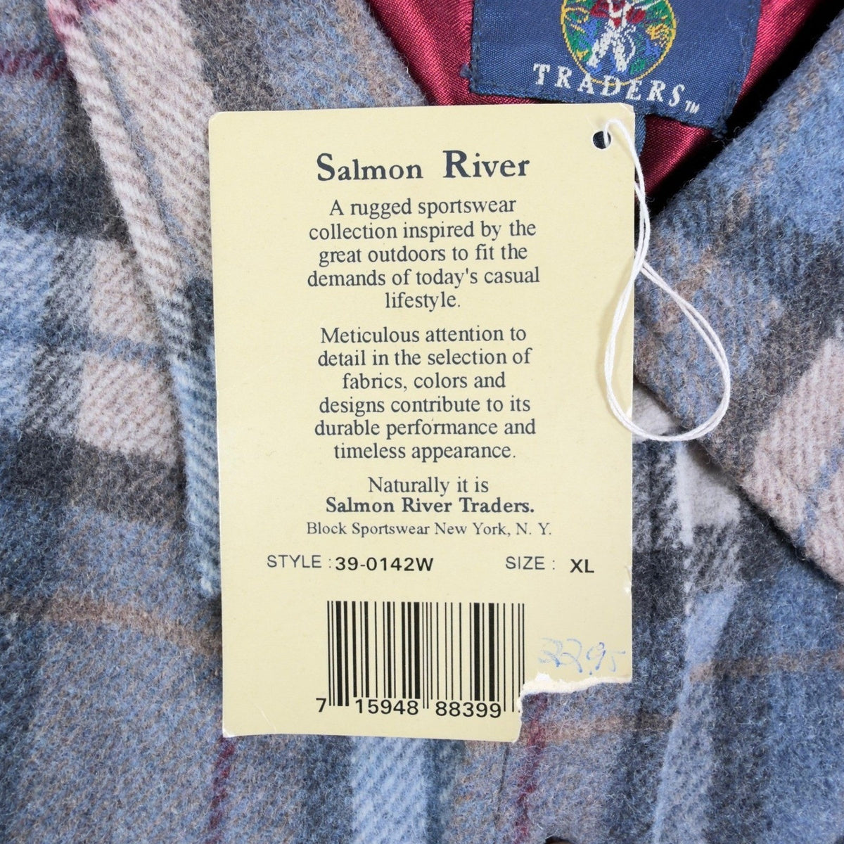 Salmon River Traders Vintage Plaid Flannel Shirt Mens XL Blue Wool Blend NWT