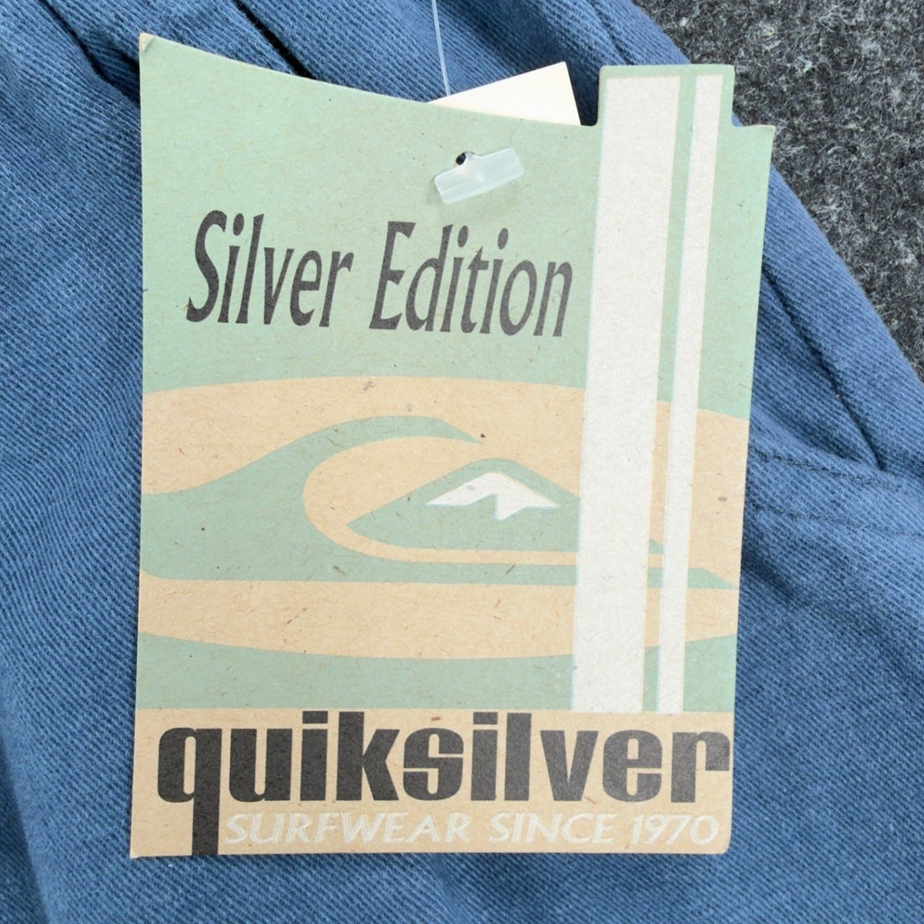 Quiksilver Vintage 90s Silver Edition Shorts Boys XL Blue Cotton NWT - take2supply