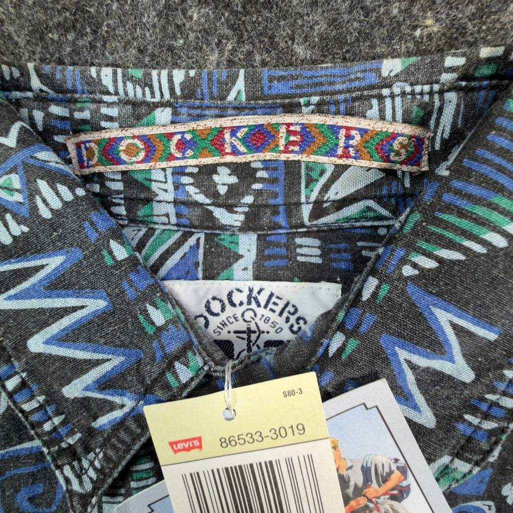 Dockers Vintage 90s Shirt Boys Small 8-10 Geometric Aztec NWT Deadstock