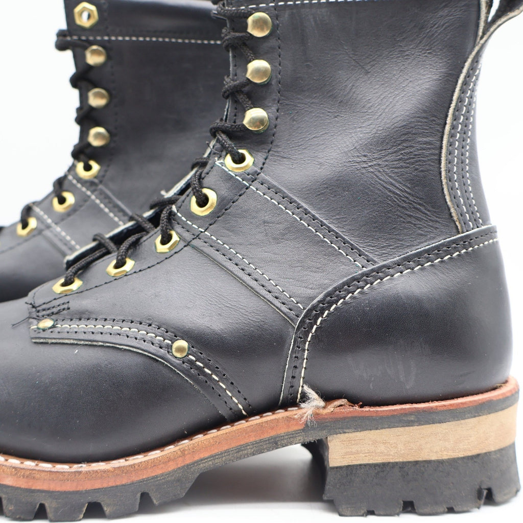 Carolina Logger Boots Mens 8 EE Vintage USA Black Leather Work Boots 961 NEW