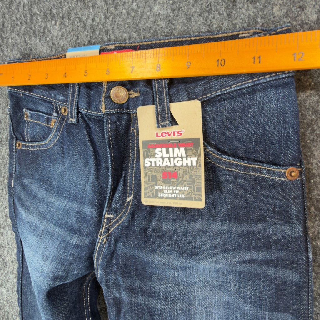 Levi's Modern 514 Slim Straight Jeans Boys 7X Regular Dark Sky Blue Denim NWT