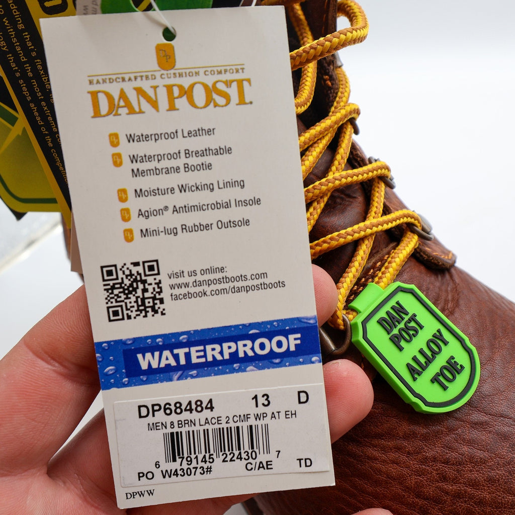 Dan Post Mens 13 D Brown Leather Waterproof Work Boots Alloy Toe DP68484 NWB