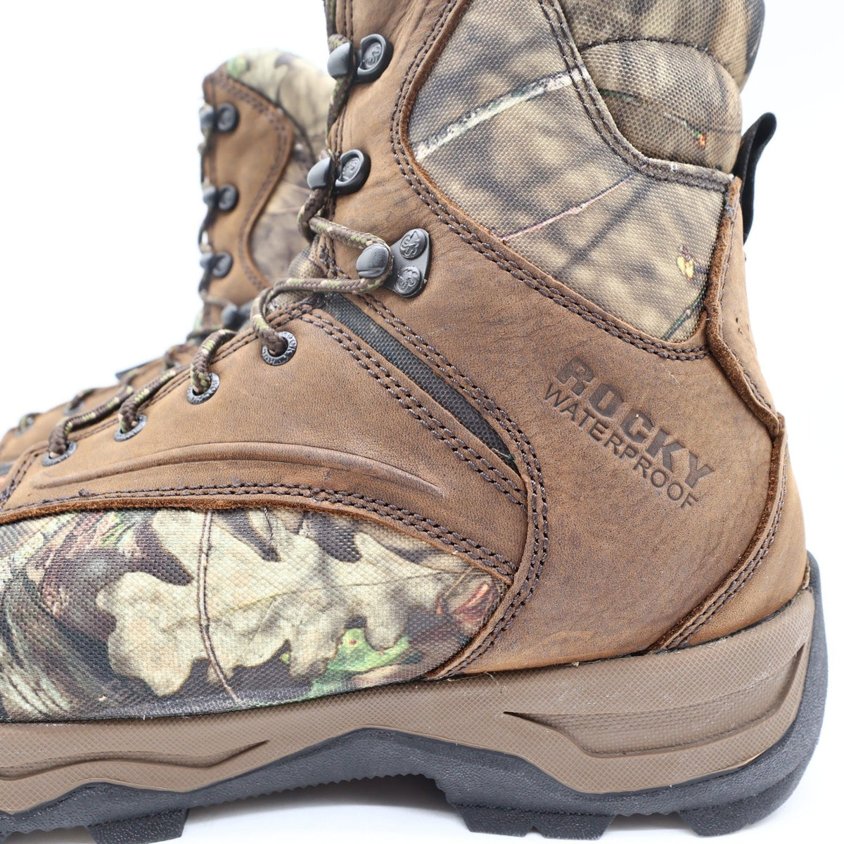 Rocky Retraction Hunting Boots Mens 11M Brown Camo Leather Waterproof New