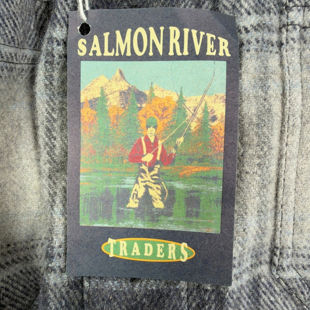 Salmon River Traders Plaid Flannel Shirt Mens XL Grey Wool Blend NWT