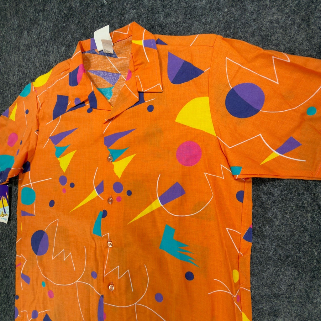 Wrangler Vintage 80s Coolers Shirt Mens XL Orange Cotton Geometric Deadstock NWT - take2supply