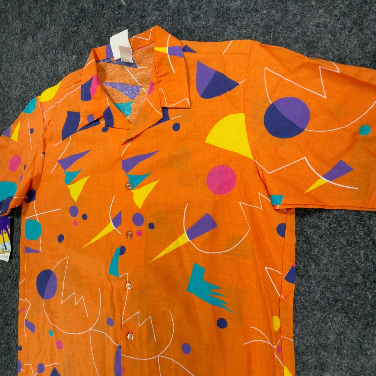 Wrangler Vintage 80s Coolers Shirt Mens XL Orange Cotton Geometric Deadstock NWT - take2supply