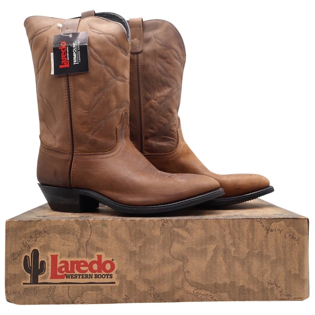 Laredo 28-1805 Tan Leather Western Cowboy Boots Men's 11 EE Wide USA Made NWT