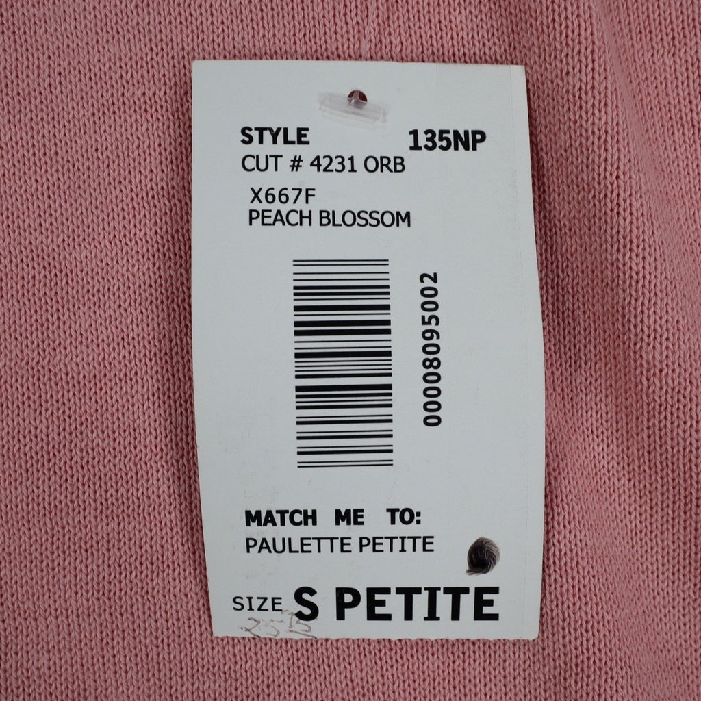Nikki Petite Short Sleeve Mock Neck Sweater Small Pink Cotton Blend NWT C1004