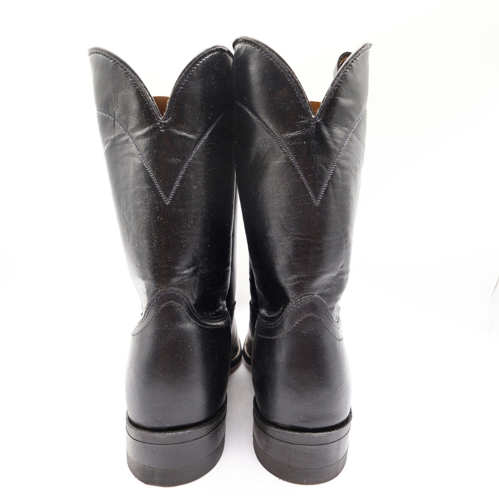 Walker Vintage Roper Cowboy Boots Mens 10 Black Leather New Made in USA 1218