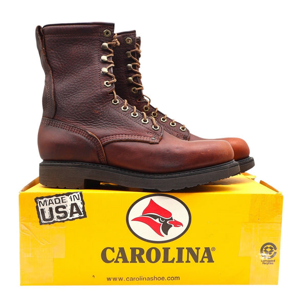 Carolina 8006 Work Boots Mens 9.5 D Brown Briar Pitstop Leather Steel Toe USA