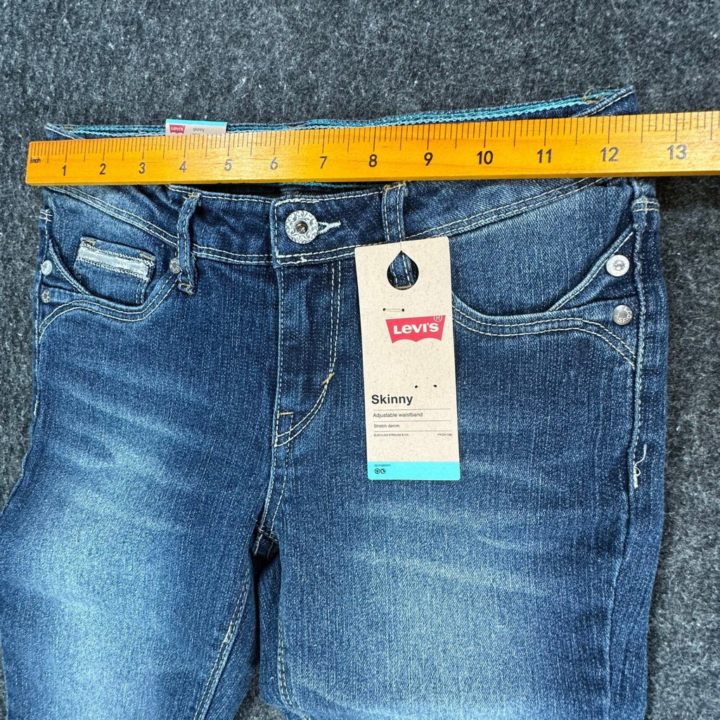 Levi's Skinny Jeans Girls 10 Blue Denim Stretch Adjustable Waist Ramie NWT