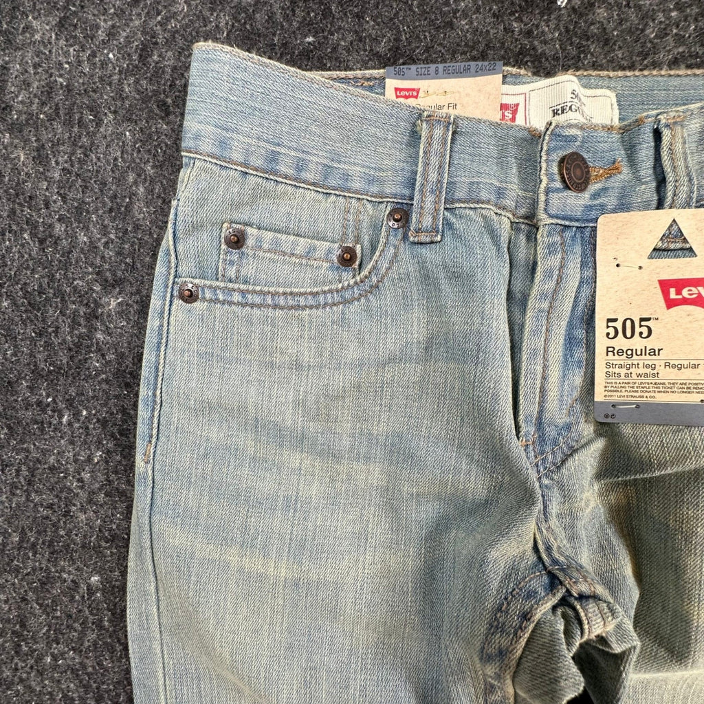 Levi's 505 Jeans Boys Size 8 Regular Blue Cotton Straight Leg New Old Stock