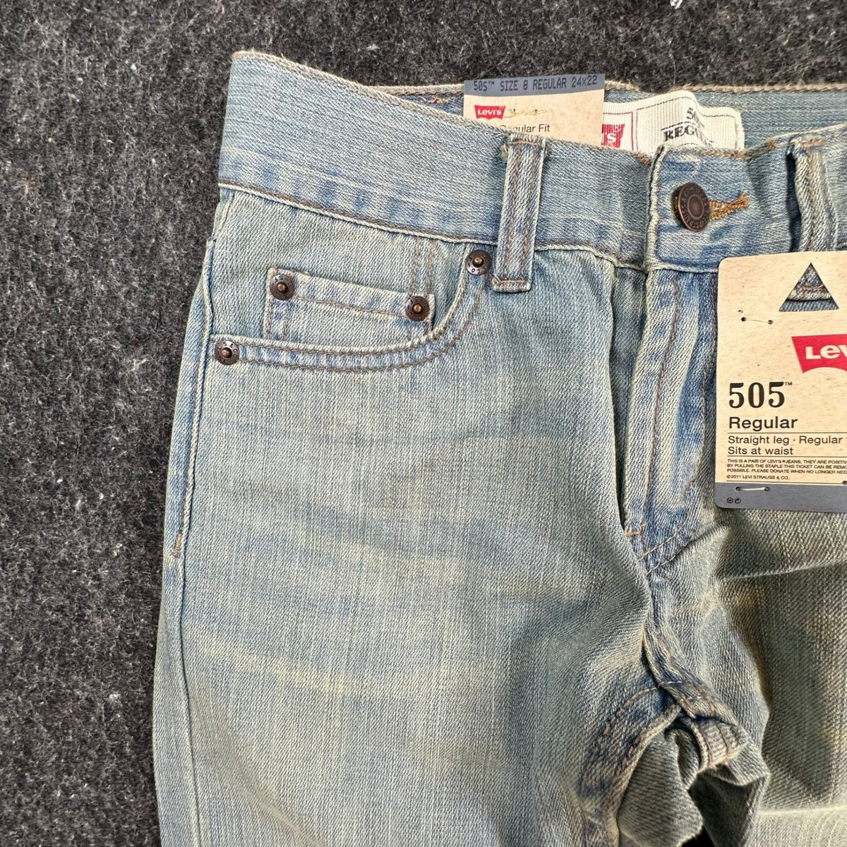 Levi's 505 Jeans Boys Size 8 Regular Blue Cotton Straight Leg New Old Stock