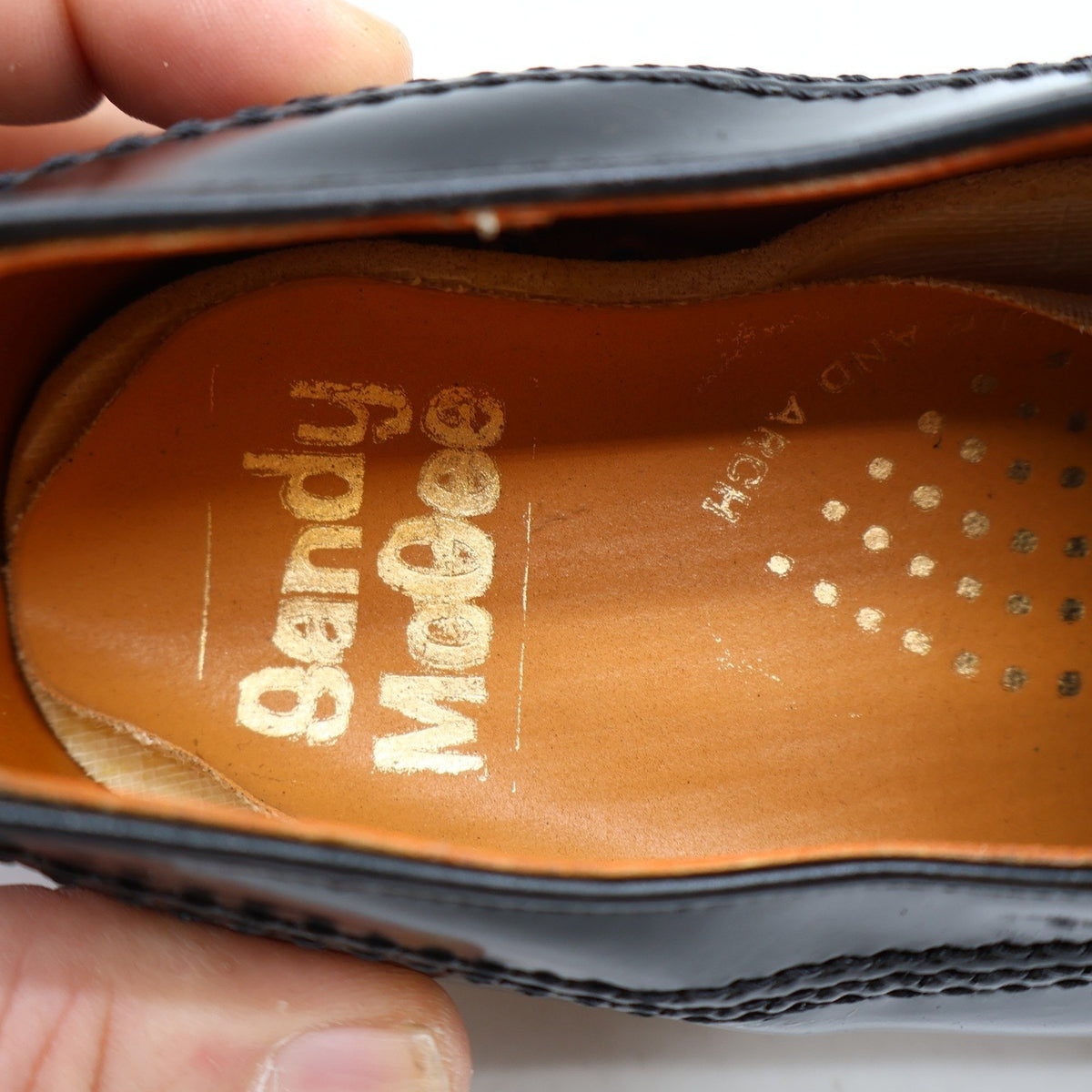 Vintage Sandy McGee 475 Black Leather Moc Toe Derby Shoes Men's 7.5D USA Deadstock