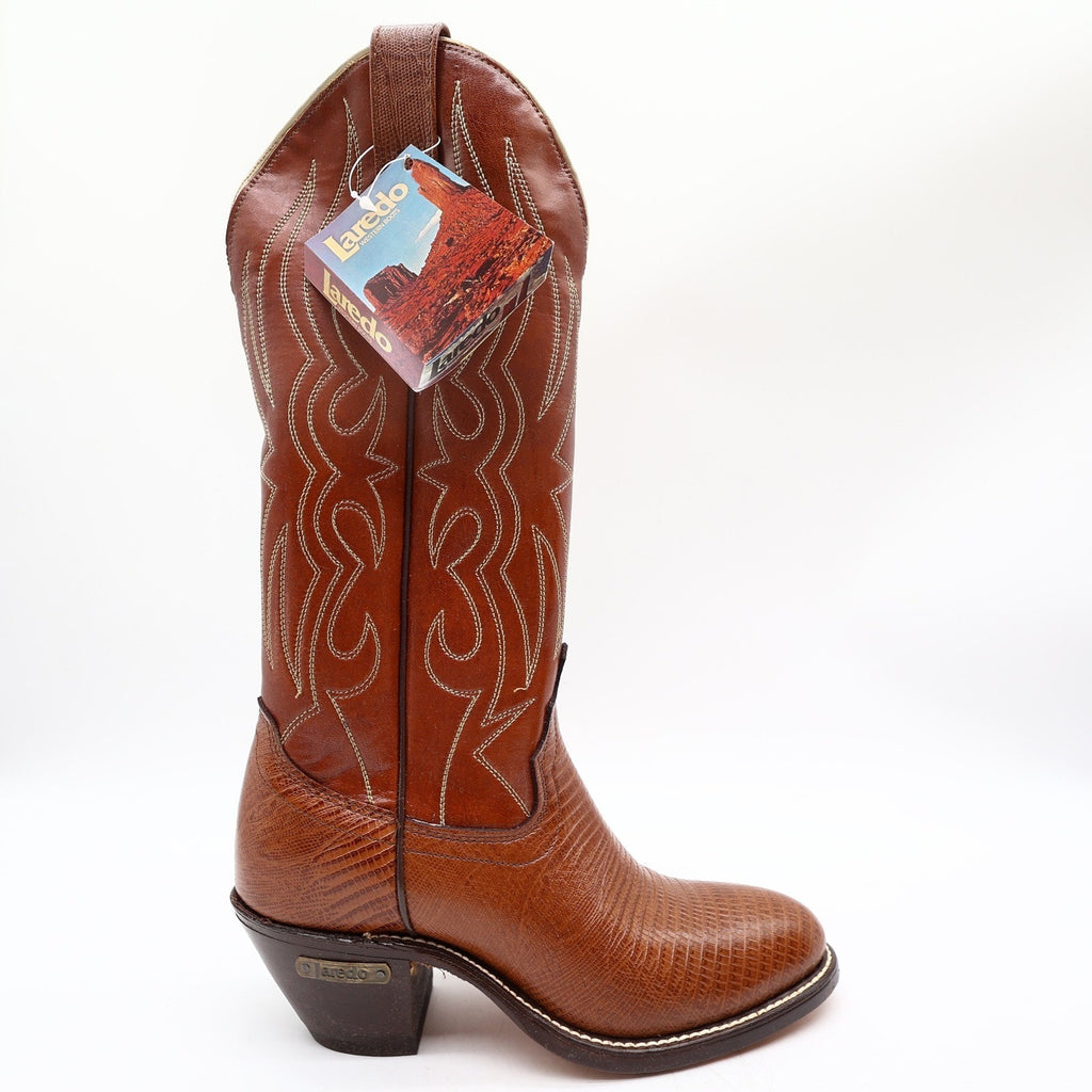 Vintage Laredo Lizard Embossed Leather Western Boots Women 5.5 B Box NWT
