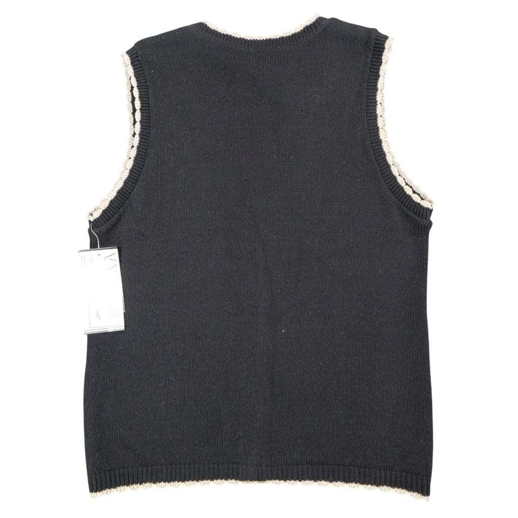 Southern Lady Angel Sweater Vest Womens Small Vintage 90s Black Metallic USA NWT