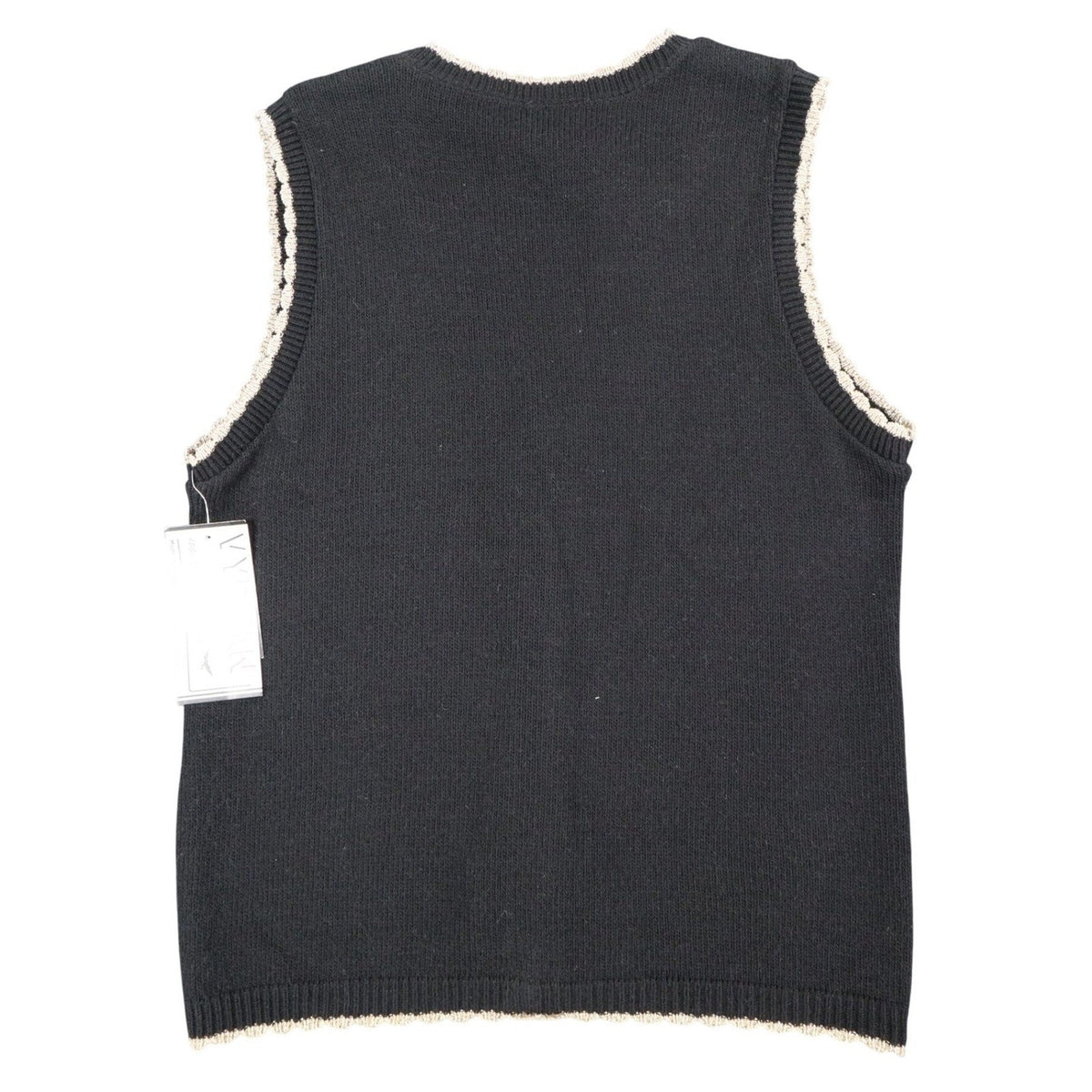 Southern Lady Angel Sweater Vest Womens Small Vintage 90s Black Metallic USA NWT