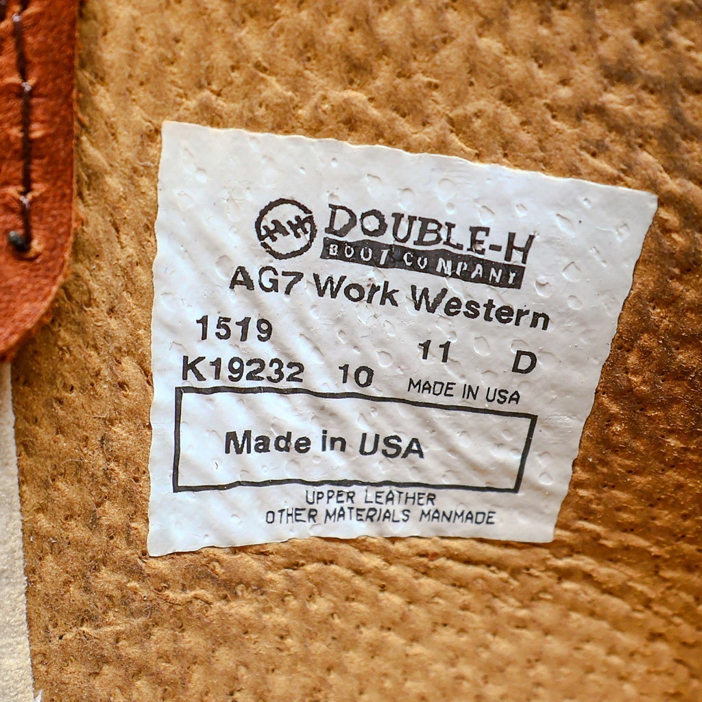 Double-H 12" AG7 Ice Work Western Boots Mens 11 D Ochre Leather NWT Made in USA
