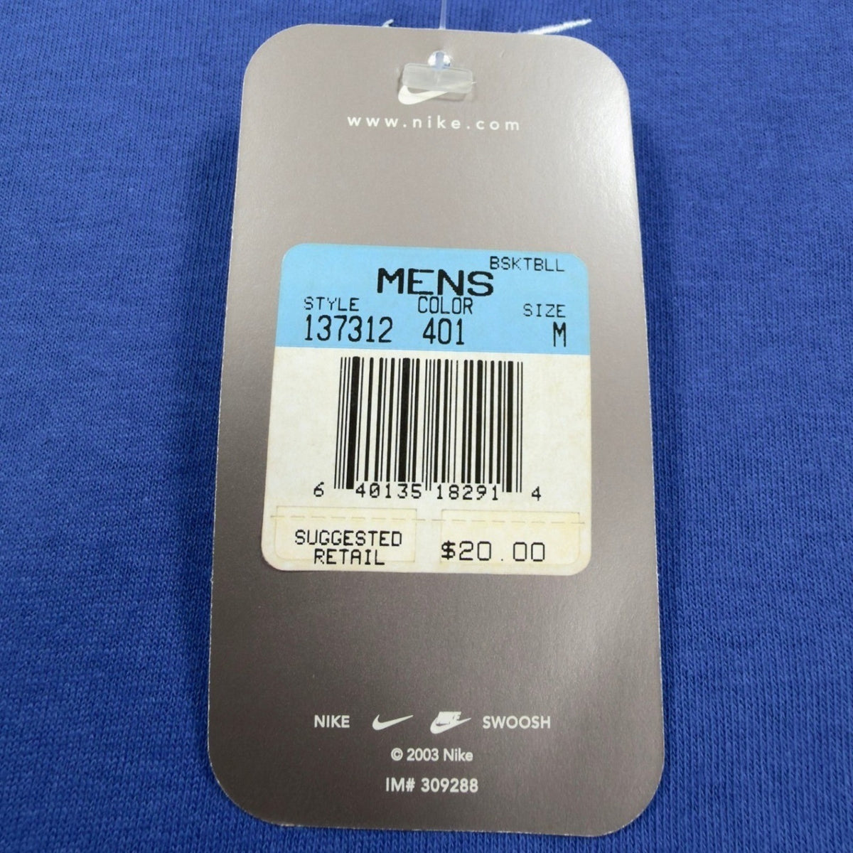 Y2K Nike Center Swoosh Sleeveless Basketball Shirt Men's Medium Blue NWT