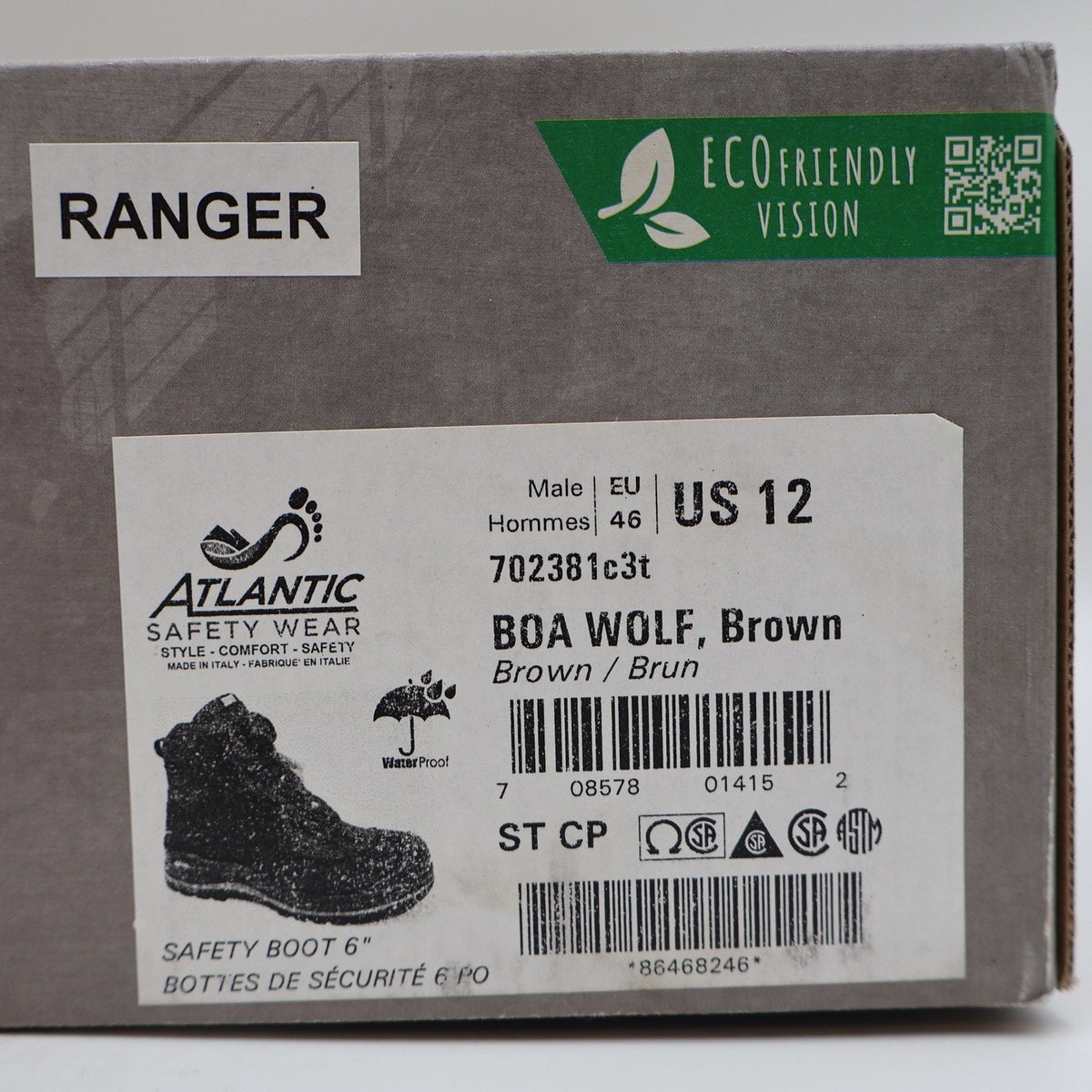 Grisport BOA Wolf Safety Boots Mens 12 Brown Waterproof Vibram Composite Toe 6in