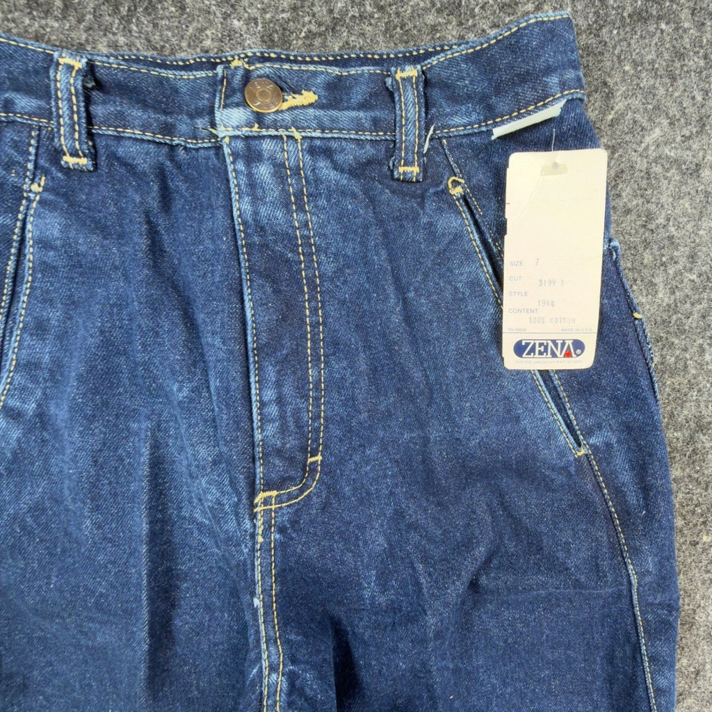 Zena Vintage 90s Jeans Womens 7 Blue Cotton Denim High Rise Tapered Leg NWT USA