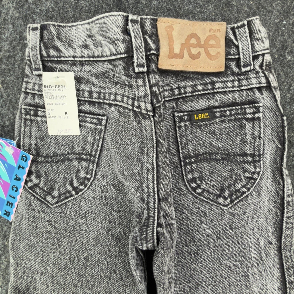 Lee Vintage 80s Riders Jeans Boys 5 Reg Glacier Acid Wash Denim NWT USA