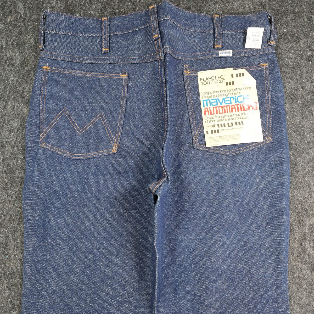 Maverick Vintage 70s Flare Jeans Mens 33x36 Blue Cotton USA Made NOS NWT