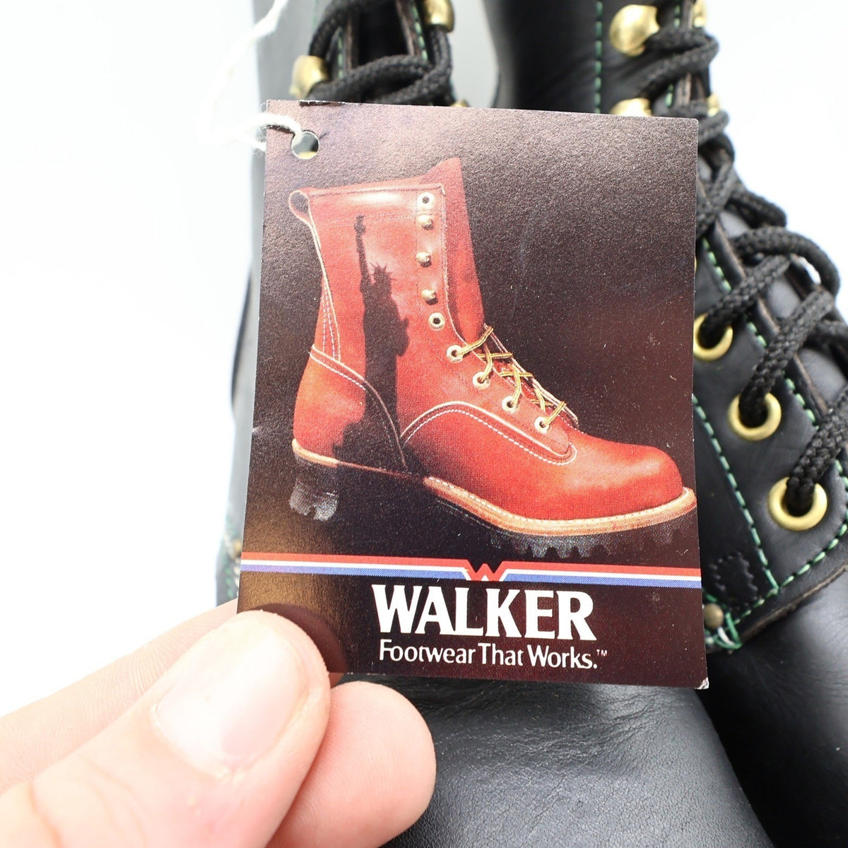 Walker Vintage 80s Work Boots Mens 10 EE Black Leather NIB NWT USA Made 1255