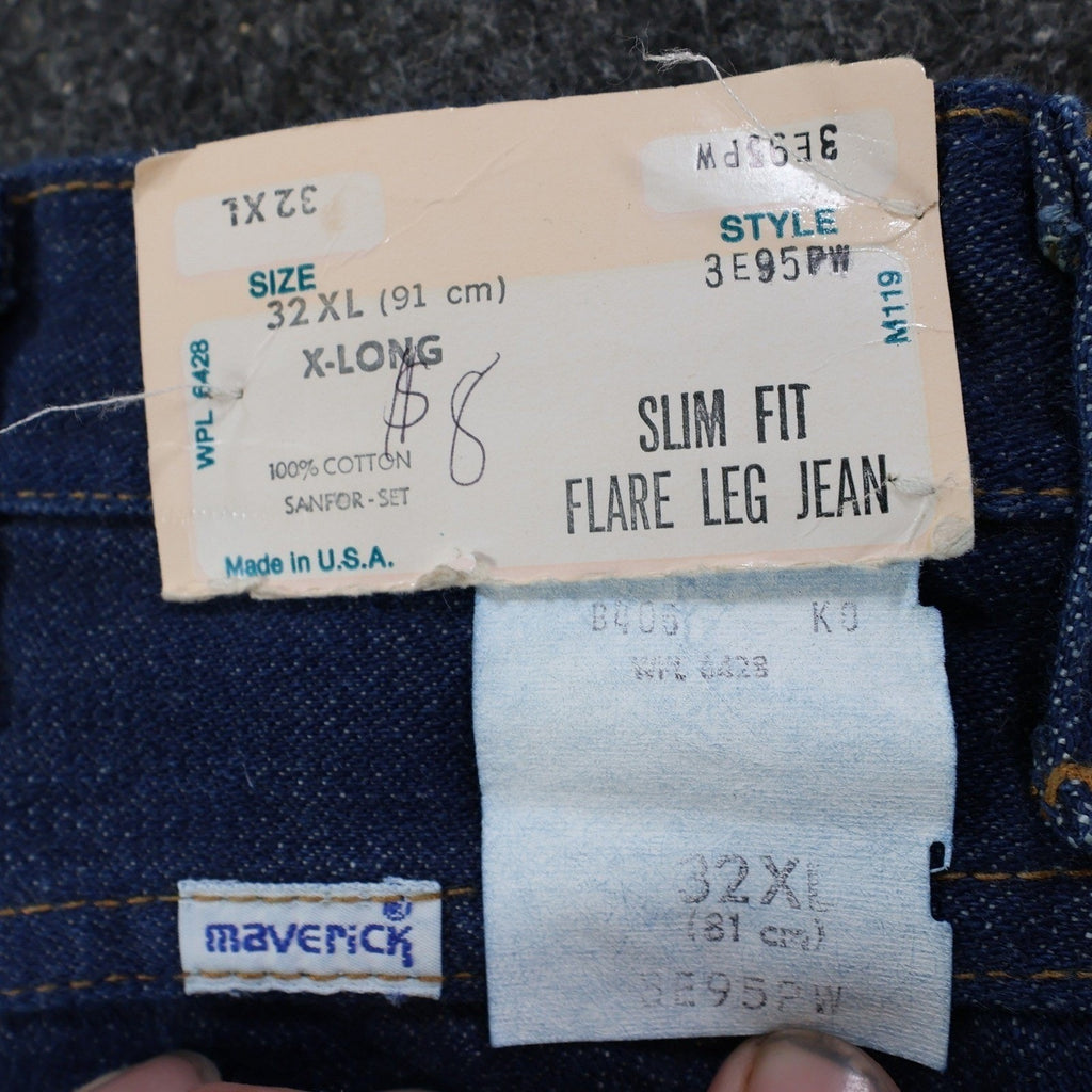 Maverick Vintage 70s Flare Jeans Mens 32XL Blue Cotton USA Made NOS NWT