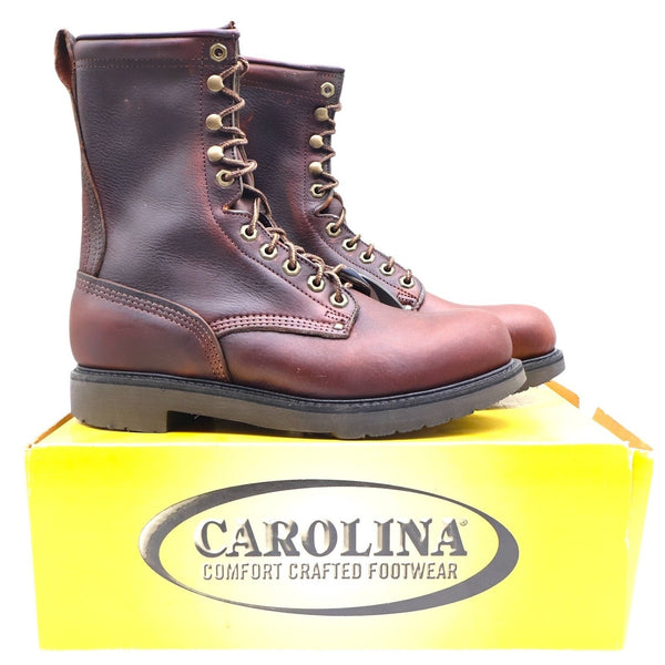 Carolina 8006 Plain Toe Farm Boot Mens 9.5 2E USA Made Brown Leather Work Boots