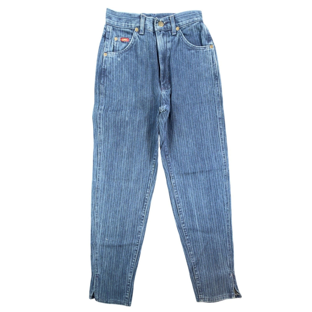 Lee Vintage 80s Pinstripe Jeans Juniors 3 Blue Cotton USA NWT Deadstock