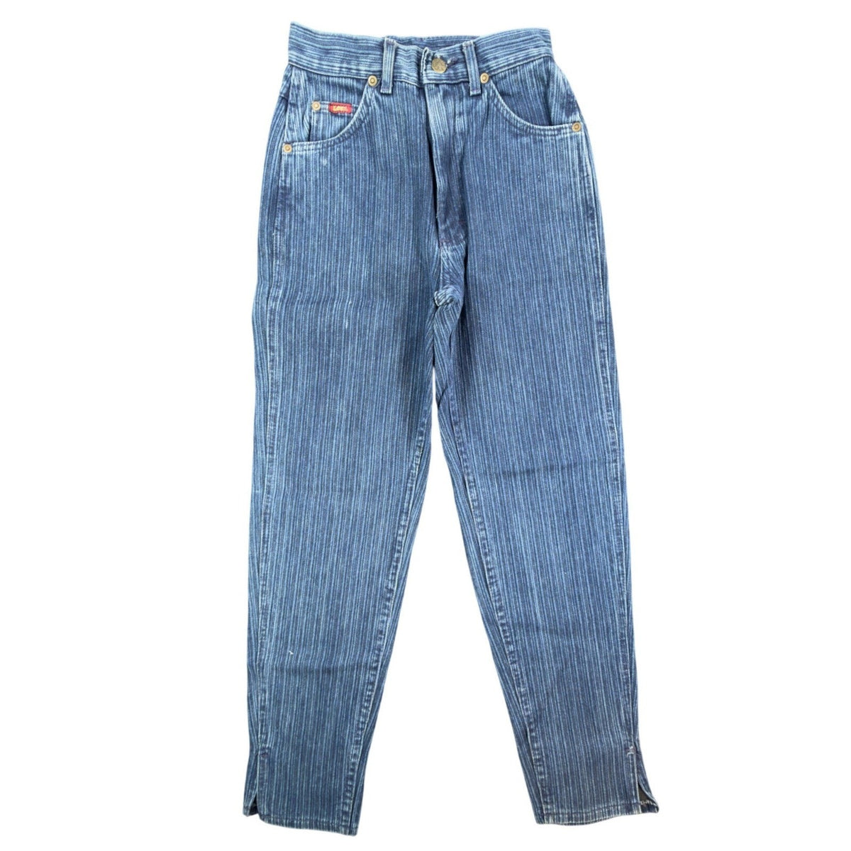 Lee Vintage 80s Pinstripe Jeans Juniors 3 Blue Cotton USA NWT Deadstock