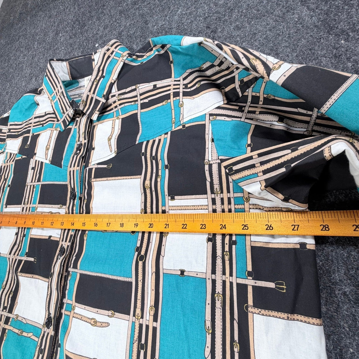 Maria O Design Vintage 90s Western Shirt Womens 3X Teal Cotton Equestrian Print - take2supply