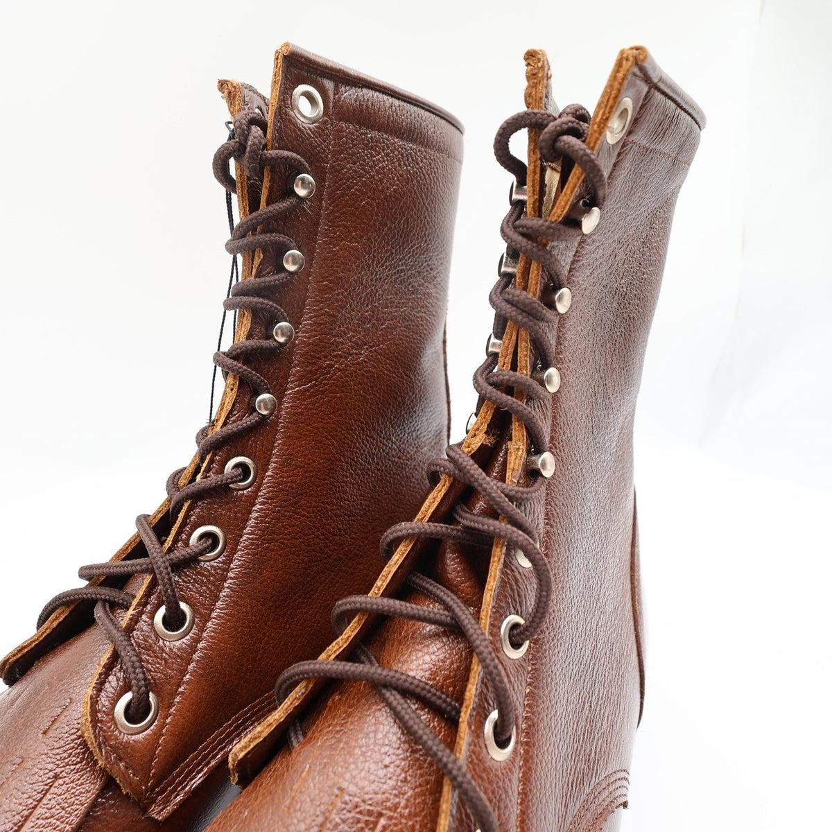 Justin Vintage Lace Up Boots Womens 9 B Tan Corona Leather Deadstock NWT L0508 - take2supply