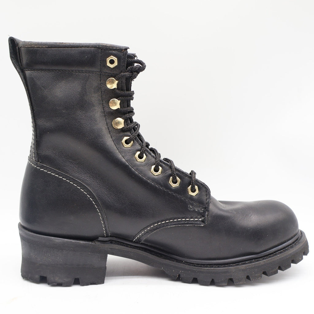 Walker Shoes Steel Toe Work Boots Mens 9.5 EEE Vintage 80s Black Leather 1031