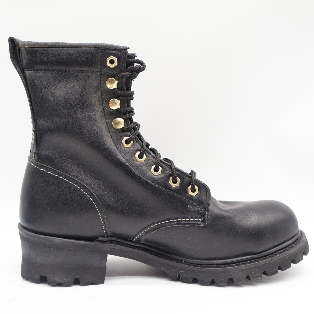 Walker Shoes Steel Toe Work Boots Mens 9.5 EEE Vintage 80s Black Leather 1031