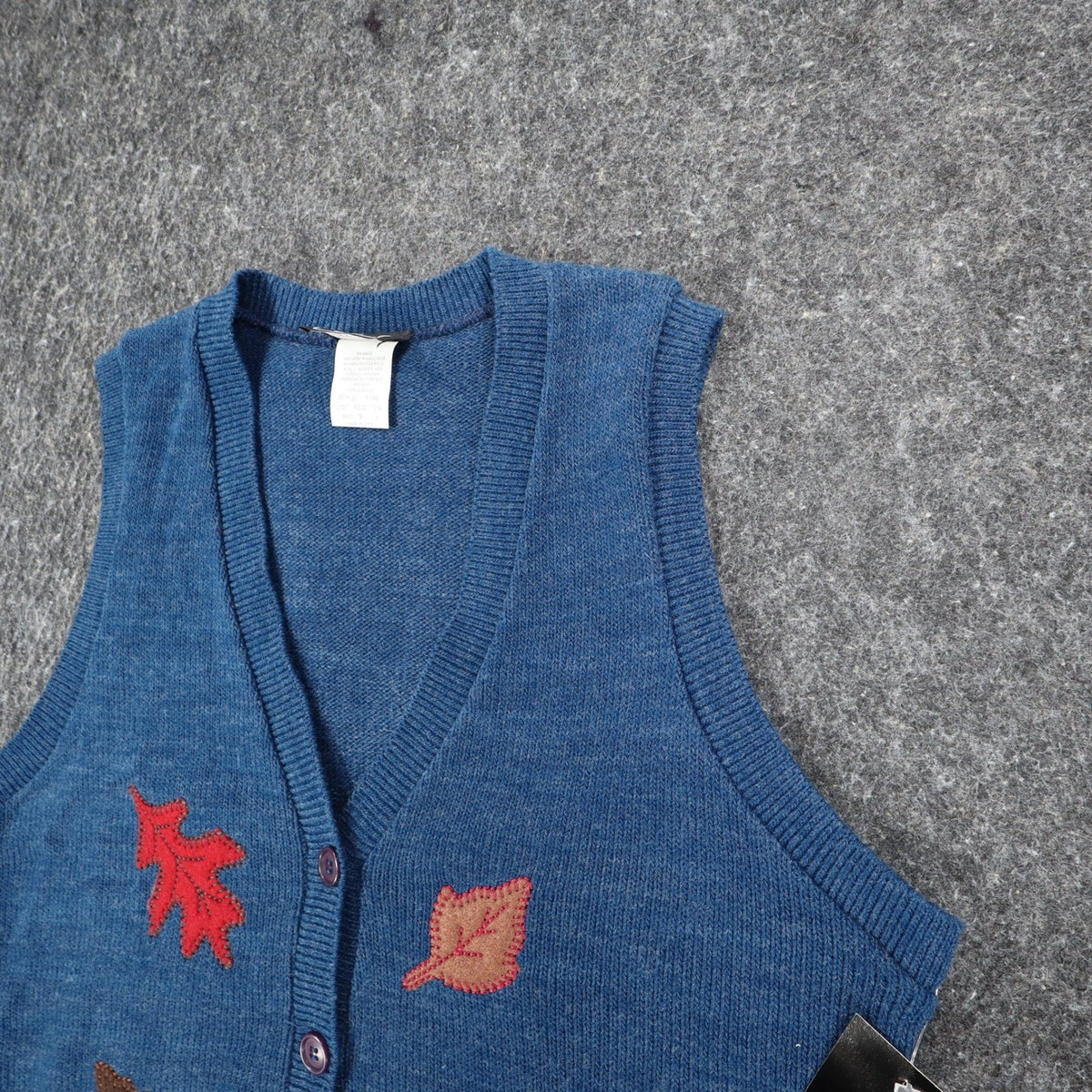Southern Lady Sweater Vest Womens Small Vintage 90s Blue Leaf Knit Button Front