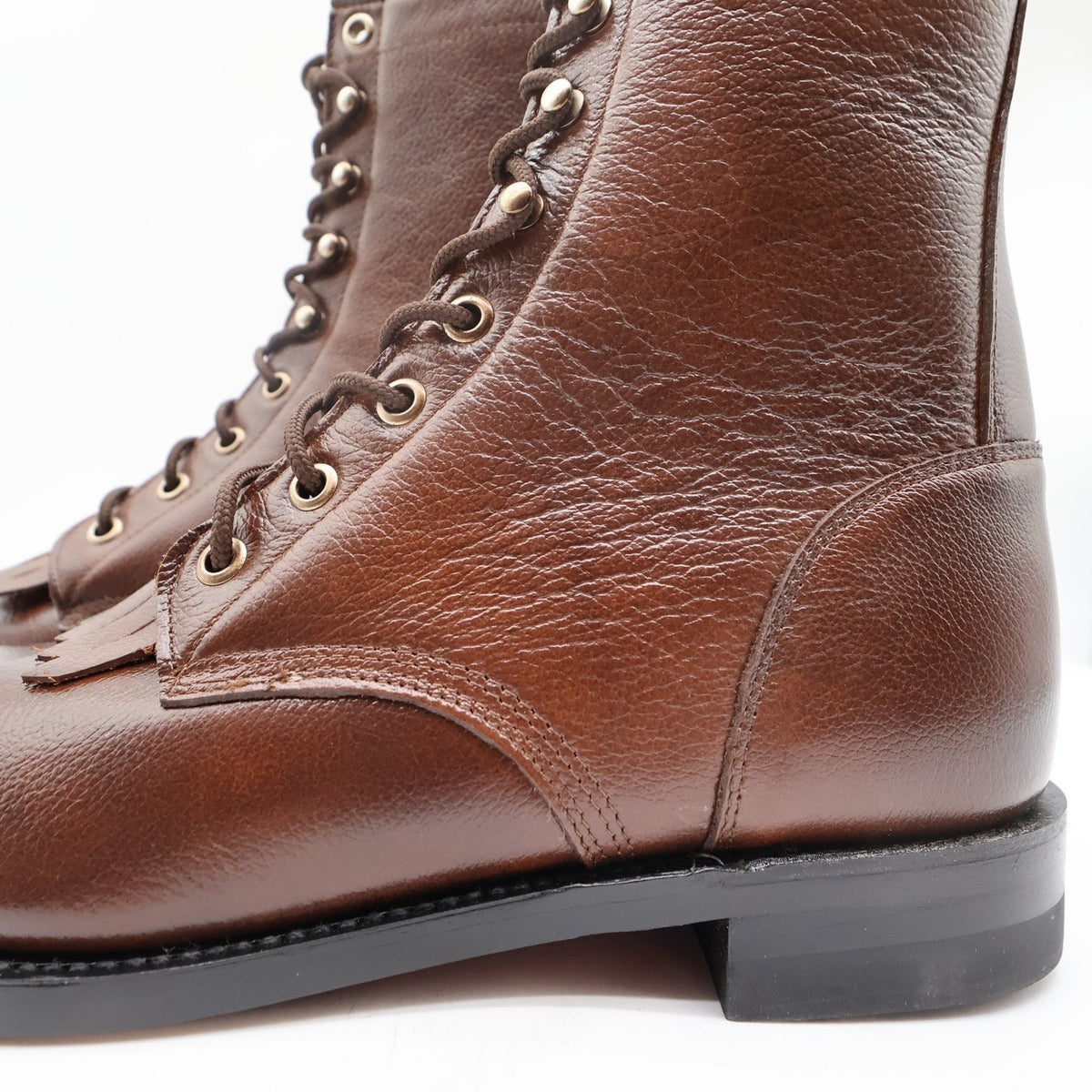 Justin Womens 8 B Vintage Tan Leather Lace Up Kiltie Packer Boots L0508 New